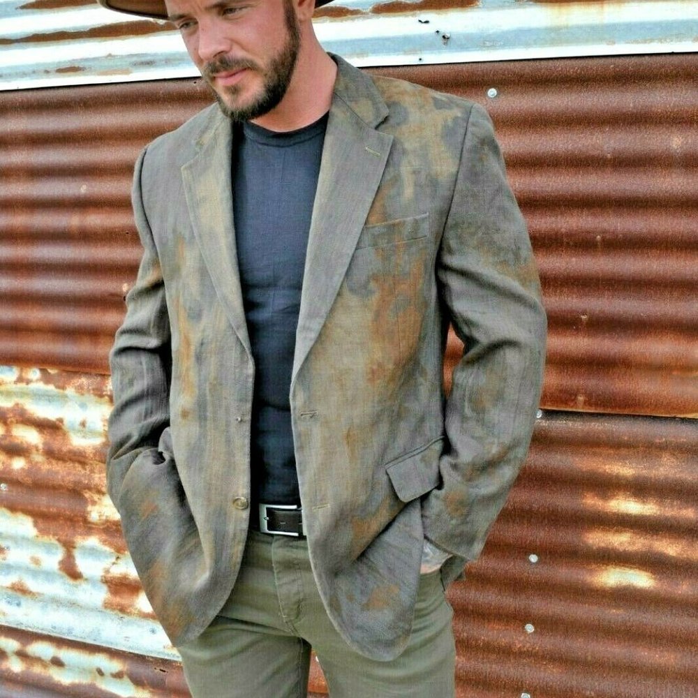 Ralph Lauren tie dyed camo Suit coat blazer jacket L XL tan gray brown black 44 - Picture 1 of 13